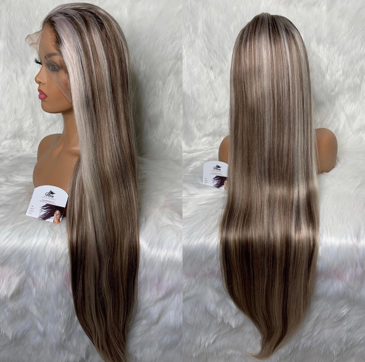 Ash-Grey Straight  High/Light Lace Front Unit