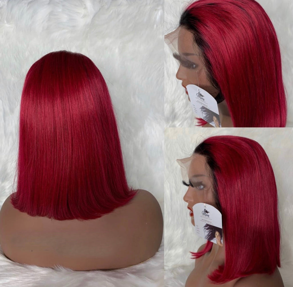 Grey Straight  BOB Transparent Lace Front