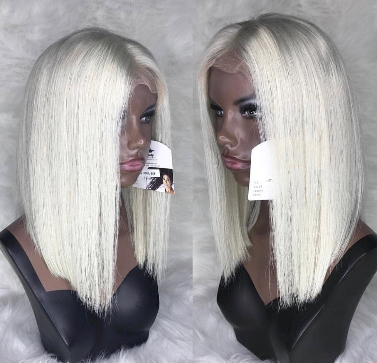 Pearl White Full  Lace FRONT Unit 200 Density
