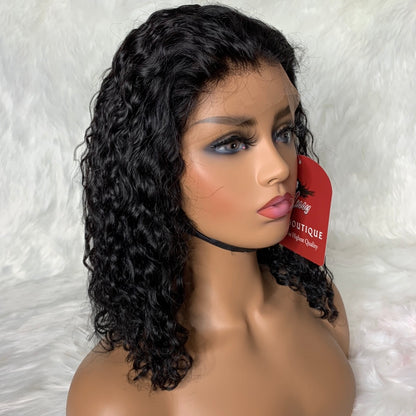 Grey Straight & CURLY  BOB Transparent Lace Front