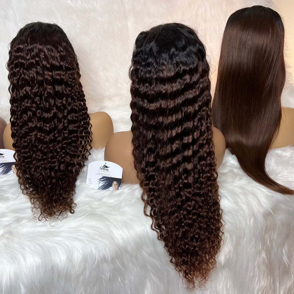 Chocolate Brown Straight &  Body Wave Lace Front Unit