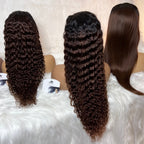 Chocolate Brown Straight &  Body Wave Lace Front Unit