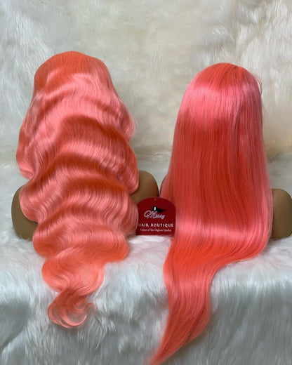 PINK Body wave Transparent Lace Front UNIT